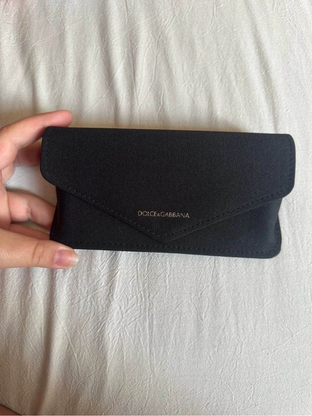 Dolce & Gabbana Black Envelope Clutch with Gold Logo Detail